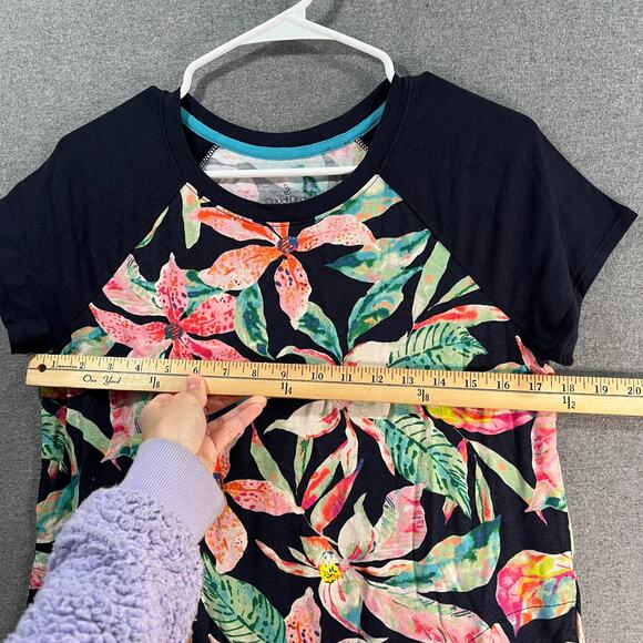 Duddl Duds Cotton Core Raglan Sleep Shirt Navy Tropic Leaf Size X-Small - Picture 5 of 7